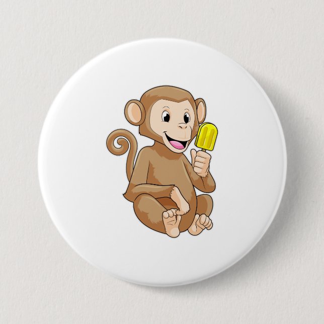 Monkey with Popsicle 3 Inch Round Button (Front)