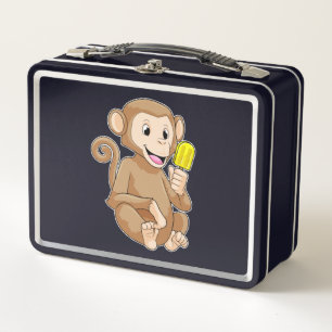 Monkey with Popsicle Metal Lunch Box