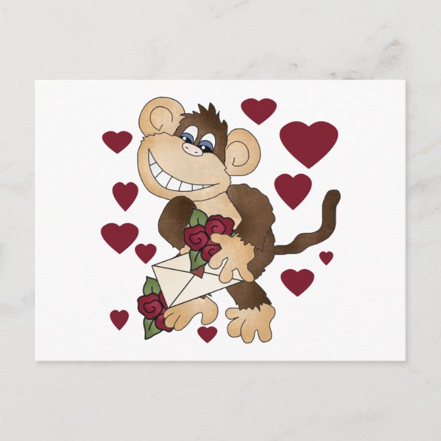 Monkey With Red Roses Tshirts and Gifts Postcard (Front)