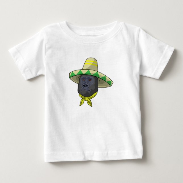 Monkey with Straw hat Baby T-Shirt (Front)