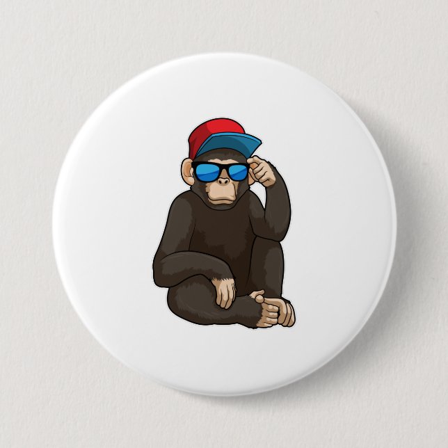 Monkey with Sunglasses 3 Inch Round Button (Front)