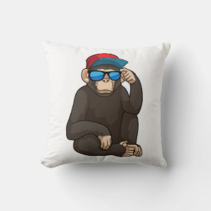 Monkey with Sunglasses Throw Pillow