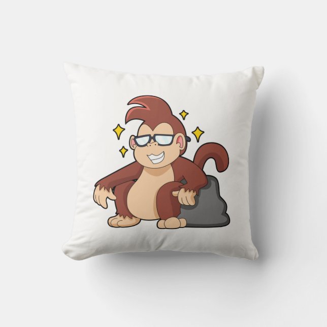 Monkey with Sunglasses Throw Pillow (Front)