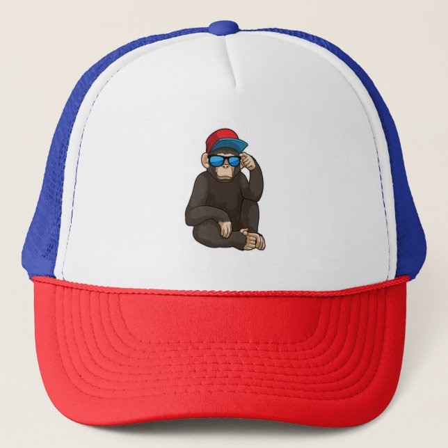 Monkey with Sunglasses Trucker Hat (Front)