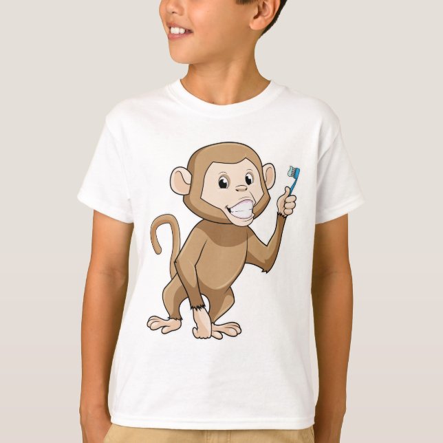Monkey with Toothbrush T-Shirt (Front)