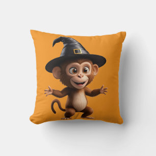 Monkey Wizard Throw Pillow