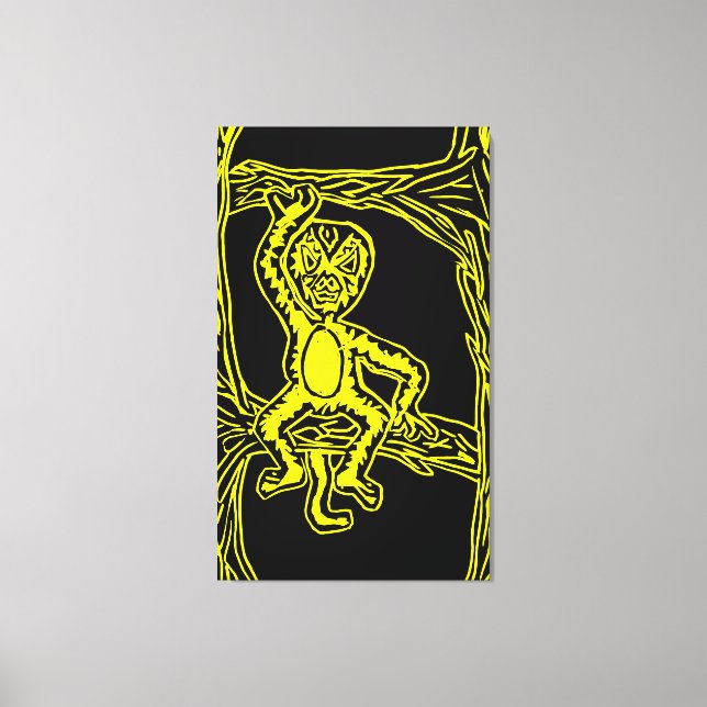 monkey woodprint canvas print (Front)