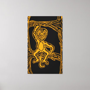 monkey woodprint canvas print