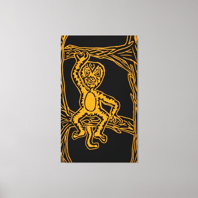 monkey woodprint canvas print (Front)