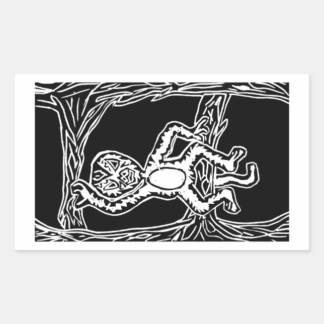 monkey woodprint sticker (Front)