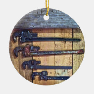 Monkey Wrenches Ceramic Ornament