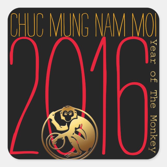 Monkey Year 2016 Vietnamese New Year Stickers (Front)