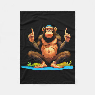 Monkey Yoga Fleece Blanket