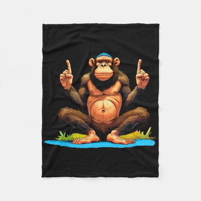 Monkey Yoga  Fleece Blanket (Front)