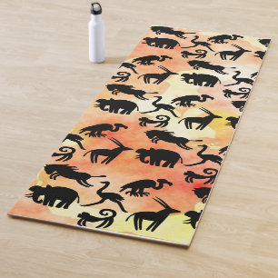 Monkey Zebra Safari Animals Orange  Yoga Mat