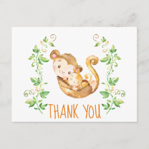 Monkey Zoo Animals Baby Shower Thank You Note Postcard