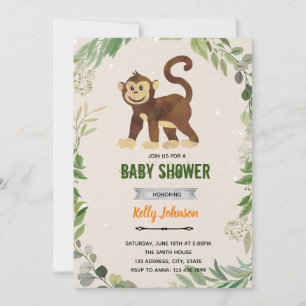 Monkey zoo animals theme invitation