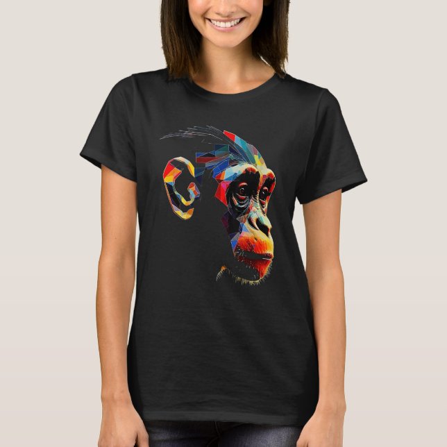 Monkey Zoo Colourful Monkey Face Polygon Animal Mo T-Shirt (Front)
