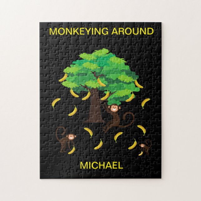 "Monkeying Around" Puzzle with child's name. (Vertical)