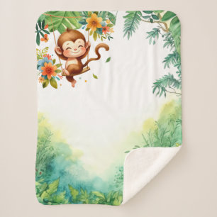 Monkey's Adventure Tummy Time Mat Sherpa Blanket
