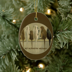 Monkeys Business Birthday From Group Personalized Ceramic Ornament