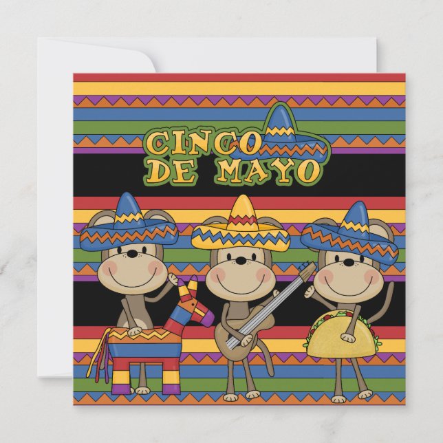 Monkeys Cinco de Mayo Custom  Birthday Invitations (Front)