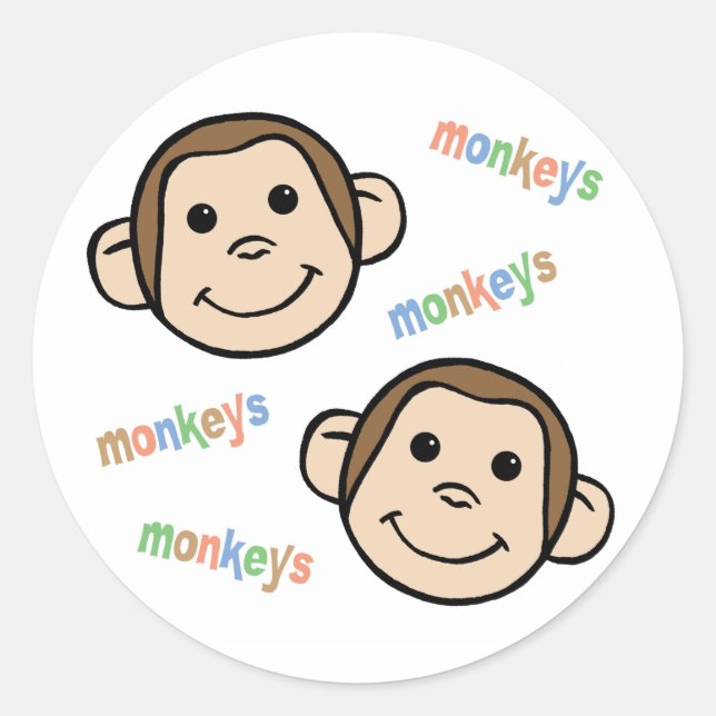 Monkeys Classic Round Sticker (Front)