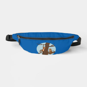 Monkeys climbing the tree cartoon fanny pack