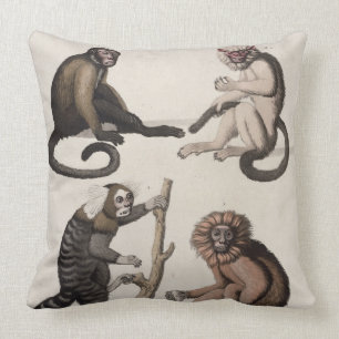 Monkeys (colour litho) throw pillow