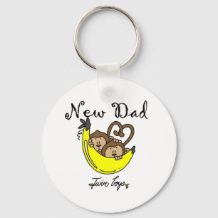Monkeys Dad of Twin Boys Tshirts and Gifts Keychain
