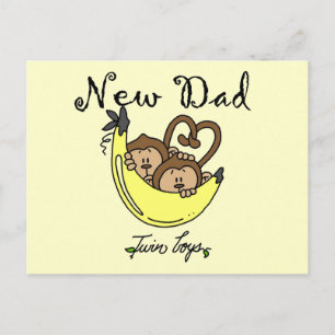 Monkeys Dad of Twin Boys Tshirts and Gifts Postcard