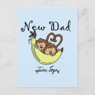 Monkeys Dad of Twin Boys Tshirts and Gifts Postcard