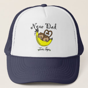 Monkeys Dad of Twin Boys Tshirts and Gifts Trucker Hat