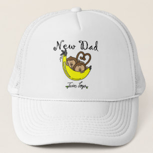 Monkeys Dad of Twin Boys Tshirts and Gifts Trucker Hat