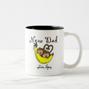 Monkeys Dad of Twin Boys Tshirts and Gifts Two-Tone Coffee Mug