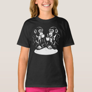 monkeys drink coffee in cafe T-Shirt