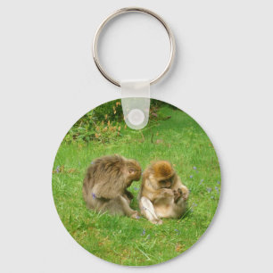 Monkeys Grooming Keychain