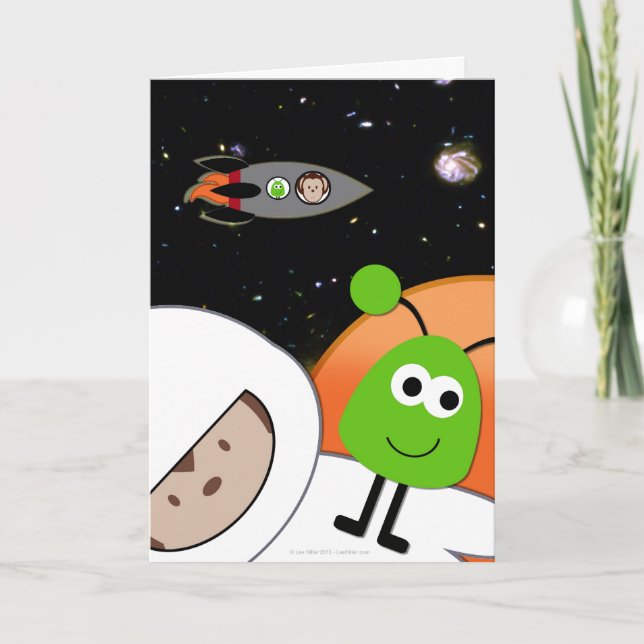Monkeys in Space Aliens Floating Notebook Card (Front)
