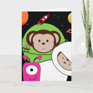 Monkeys in Space with Aliens Planet Card