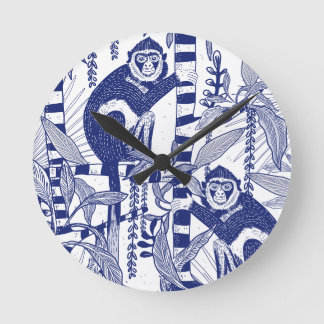 Monkeys in the Jungle Round Clock