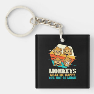 Monkeys Make Me Happy Keychain