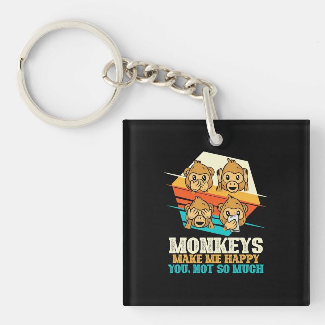Monkeys Make Me Happy Keychain (Front)