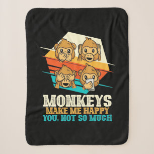 Monkeys Make Me Happy Sherpa Blanket