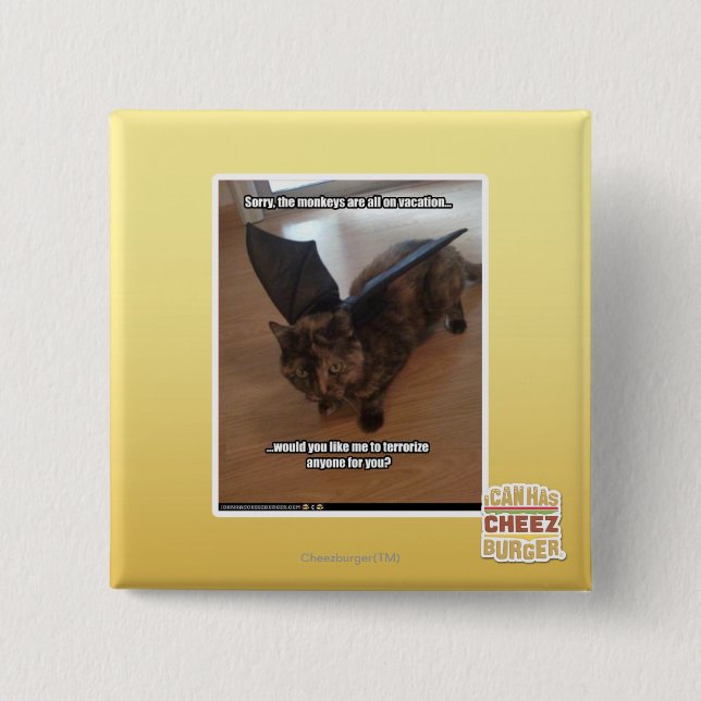 Monkeys on vacation 2 inch square button (Front)