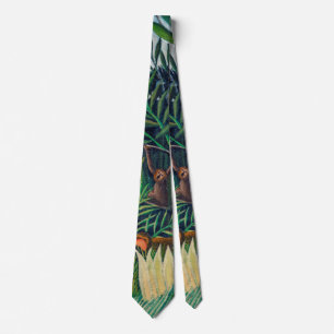 Monkeys Parrot Animal in Jungle Forest Tie