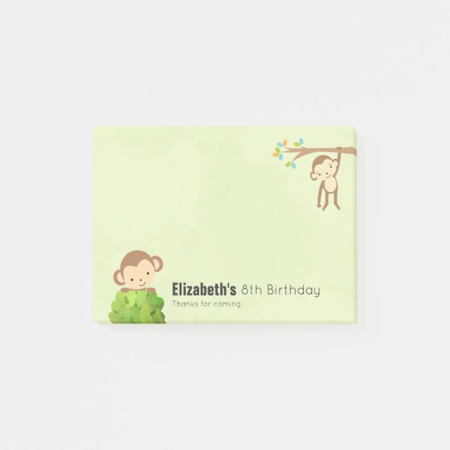 Monkeys Playful and Cute Birthday Thanks Post-it Notes (Front)