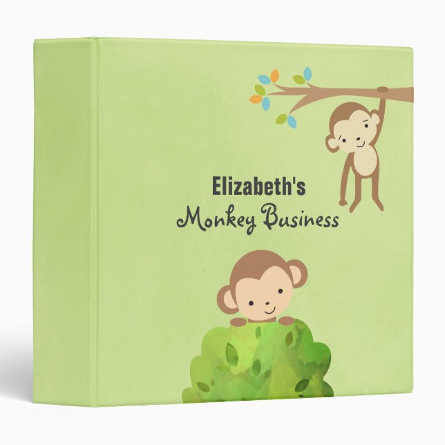 Monkeys - Playful and Cute Personalized Binder (Front/Spine)