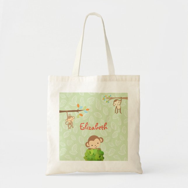 Monkeys - Playful and Cute Personalized Tote Bag (Front)