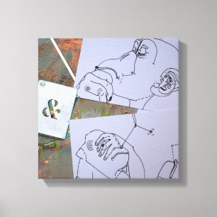 Monkeys thinking about New Year's resolutions C Canvas Print