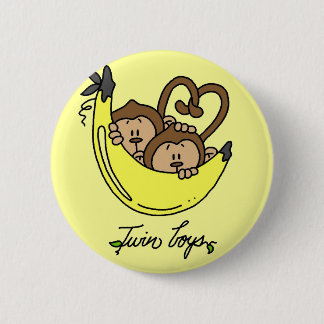 Monkeys Twin Boys Tshirts and Gifts 2 Inch Round Button